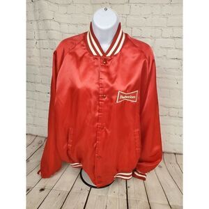 Vtg 70s Red Satin Budweiser Great Vinatge Condition Size XL fits like L